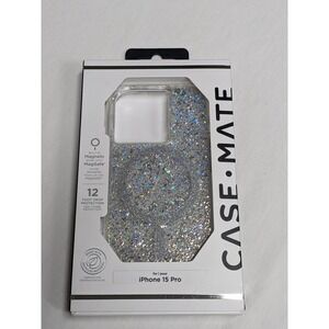Case-Mate iPhone 15 Pro MagSafe Case Karat Crystal Silver Glitter NEW